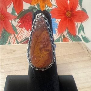 Gemstone Silver plated Ring size 5 New